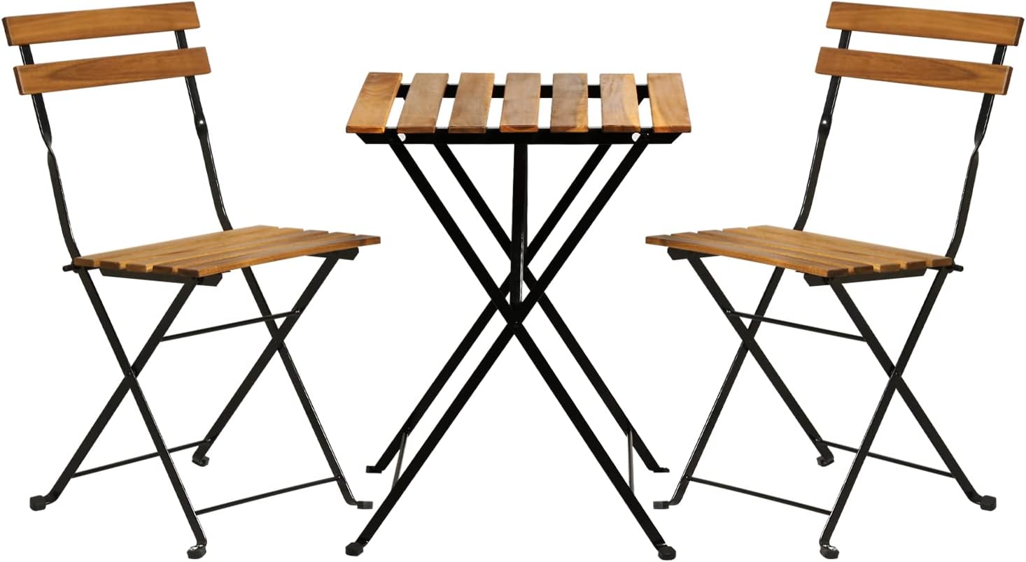 Outdoor Furniture For Patio - Set da bistrot pieghevole in legno